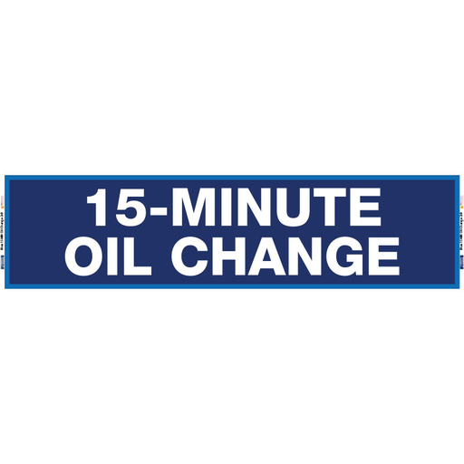 2' x 8' FullSpeed Automotive Blue 15 Minute Oil Change Mesh Bay Banner (single-sided)