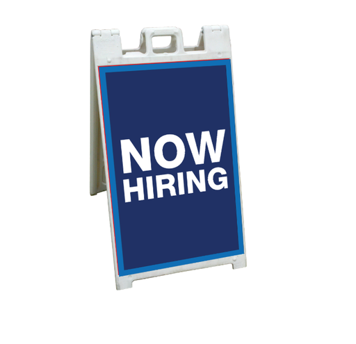 [None] 24" x 36" FullSpeed Blue Now Hiring Coroplast A-frame Insert Only