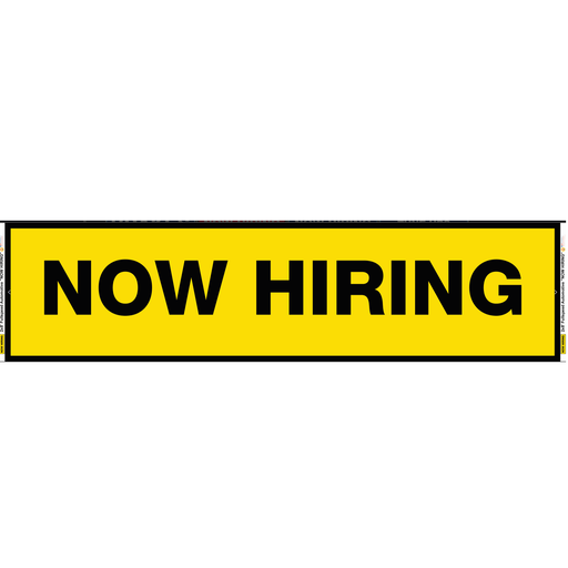 2' x 8' FullSpeed Automotive Yellow Now Hiring Mesh Bay Banner (single-sided) 