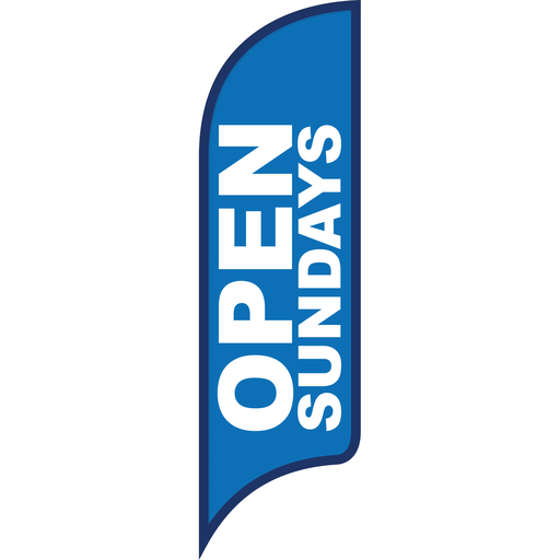 12' FullSpeed Automotive Blue Open Sundays AdverSail Flag